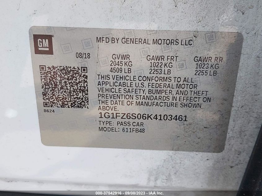 Photo 8 VIN: 1G1FZ6S06K4103461 - CHEVROLET BOLT EV 