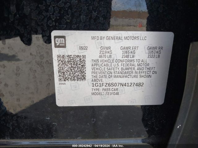 Photo 8 VIN: 1G1FZ6S07N4127482 - CHEVROLET BOLT EUV 