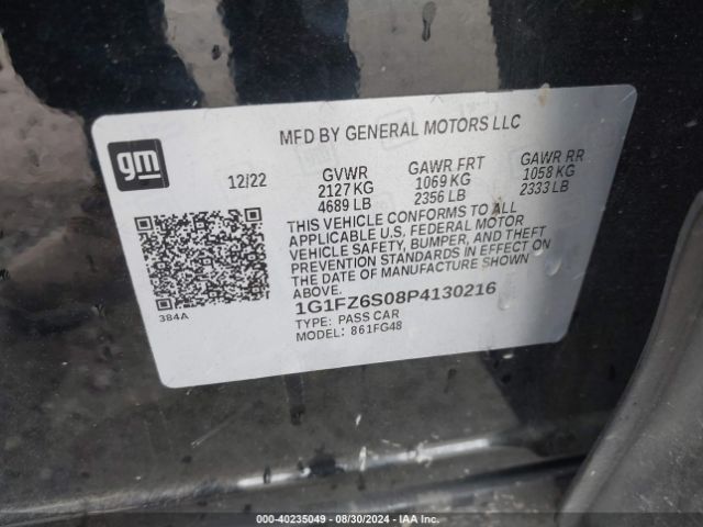 Photo 8 VIN: 1G1FZ6S08P4130216 - CHEVROLET BOLT EUV 