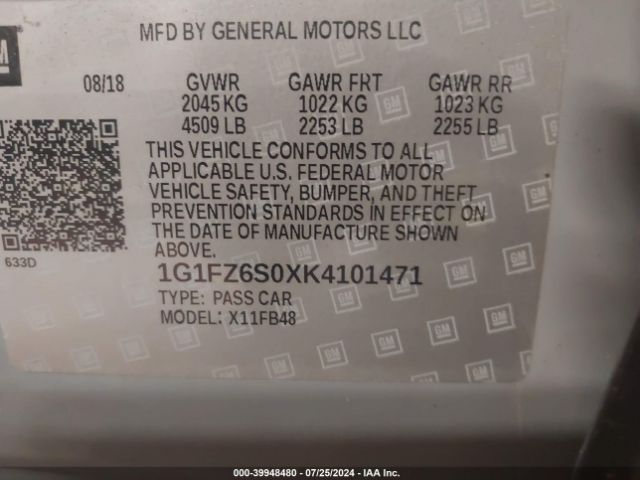 Photo 8 VIN: 1G1FZ6S0XK4101471 - CHEVROLET BOLT EV 