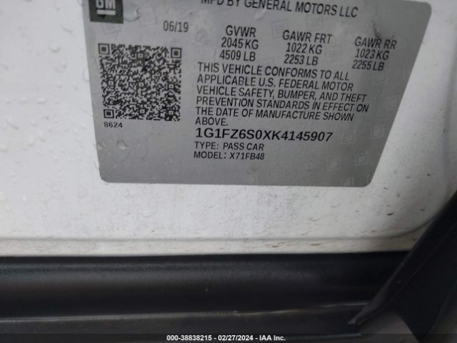 Photo 8 VIN: 1G1FZ6S0XK4145907 - CHEVROLET BOLT EV 