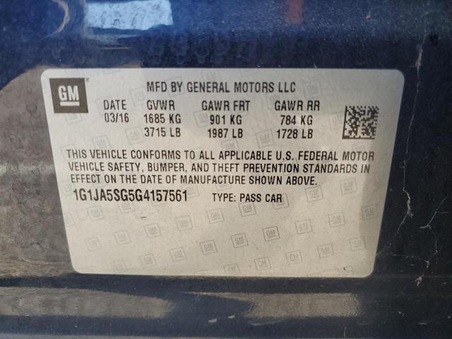 Photo 11 VIN: 1G1JA5SG5G4157561 - CHEVROLET SONIC LS 