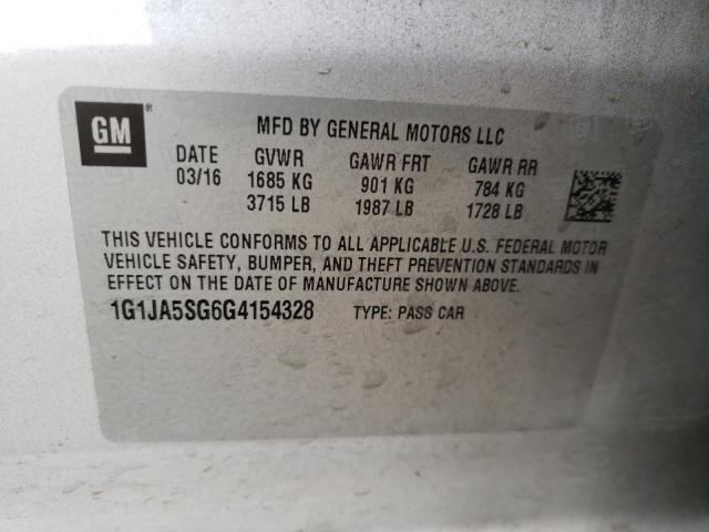 Photo 9 VIN: 1G1JA5SG6G4154328 - CHEVROLET SONIC LS 