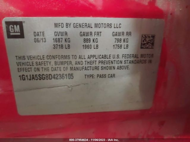 Photo 8 VIN: 1G1JA5SG8D4236105 - CHEVROLET SONIC 