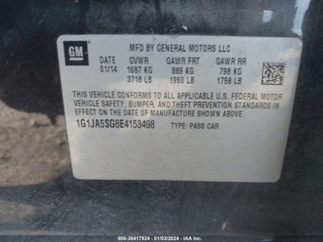 Photo 8 VIN: 1G1JA5SG8E4153498 - CHEVROLET SONIC 