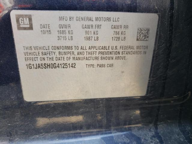 Photo 9 VIN: 1G1JA5SH0G4125142 - CHEVROLET SONIC LS 