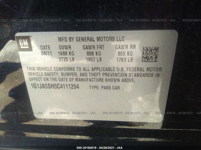 Photo 8 VIN: 1G1JA5SH5C4111294 - CHEVROLET SONIC 