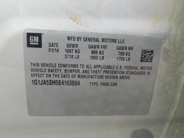 Photo 9 VIN: 1G1JA5SH5E4163804 - CHEVROLET SONIC LS 