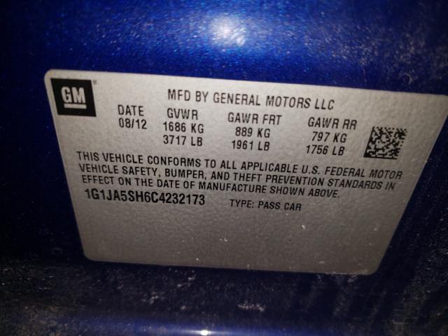 Photo 9 VIN: 1G1JA5SH6C4232173 - CHEVROLET SONIC LS 