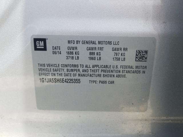 Photo 9 VIN: 1G1JA5SH6E4225355 - CHEVROLET SONIC LS 