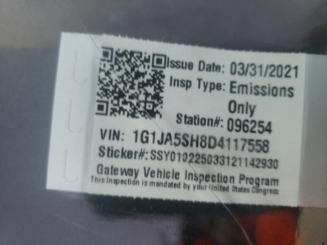 Photo 9 VIN: 1G1JA5SH8D4117558 - CHEVROLET SONIC LS 