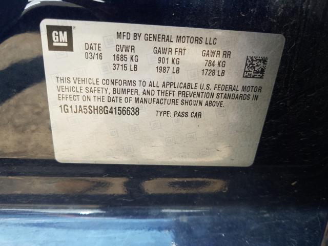 Photo 9 VIN: 1G1JA5SH8G4156638 - CHEVROLET SONIC LS 