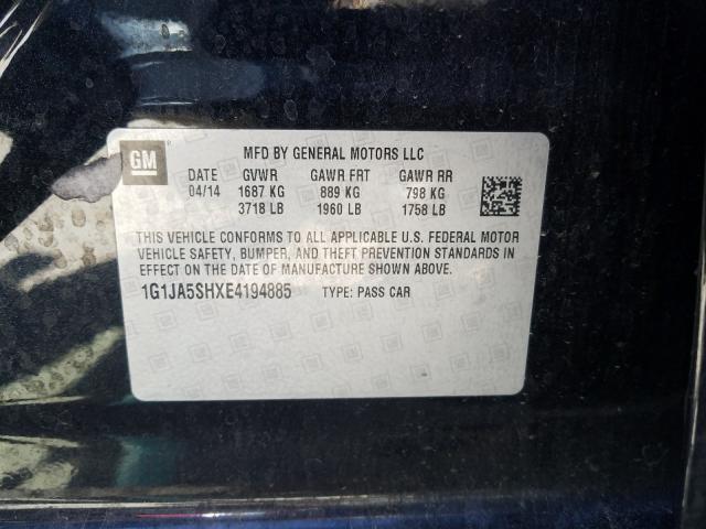 Photo 9 VIN: 1G1JA5SHXE4194885 - CHEVROLET SONIC LS 