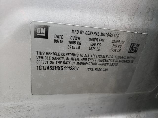 Photo 9 VIN: 1G1JA5SHXG4112267 - CHEVROLET SONIC LS 