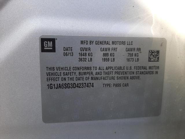 Photo 9 VIN: 1G1JA6SG3D4237474 - CHEVROLET SONIC LS 