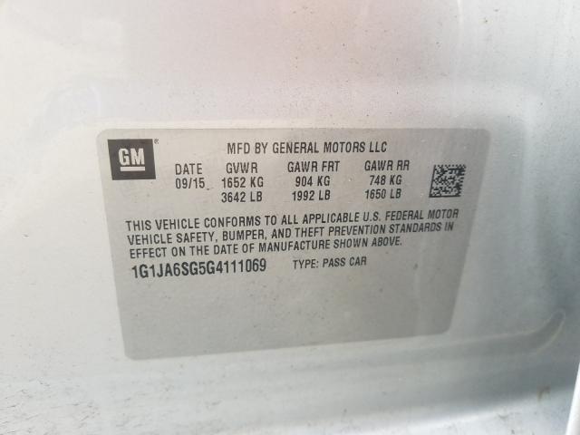 Photo 9 VIN: 1G1JA6SG5G4111069 - CHEVROLET SONIC LS 