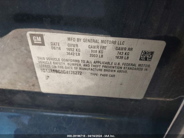 Photo 8 VIN: 1G1JA6SG8G4176272 - CHEVROLET SONIC 