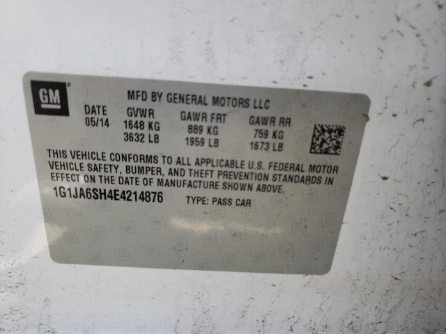 Photo 9 VIN: 1G1JA6SH4E4214876 - CHEVROLET SONIC LS 