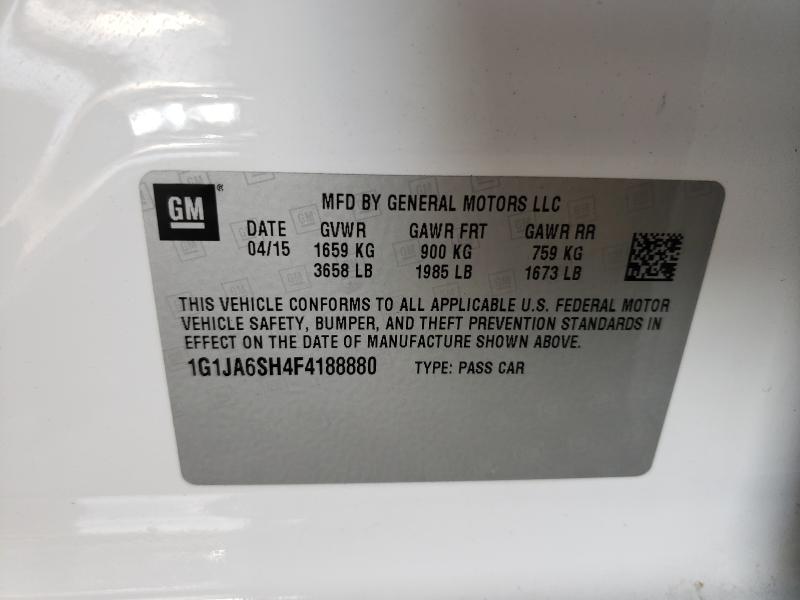 Photo 9 VIN: 1G1JA6SH4F4188880 - CHEVROLET SONIC LS 