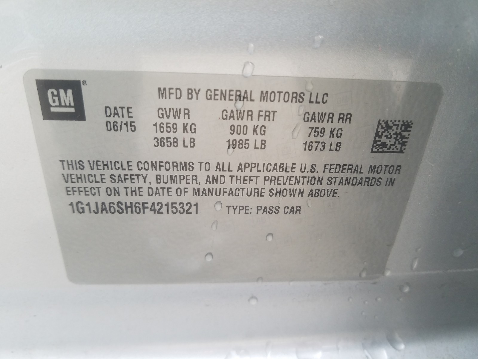 Photo 9 VIN: 1G1JA6SH6F4215321 - CHEVROLET SONIC LS 