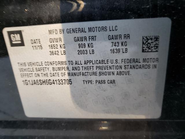 Photo 9 VIN: 1G1JA6SH6G4133705 - CHEVROLET SONIC LS 