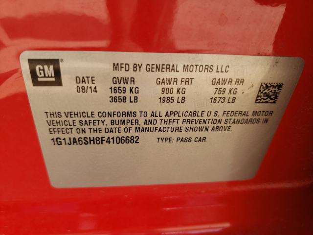 Photo 9 VIN: 1G1JA6SH8F4106682 - CHEVROLET SONIC LS 