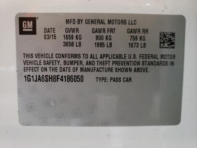 Photo 9 VIN: 1G1JA6SH8F4186050 - CHEVROLET SONIC LS 