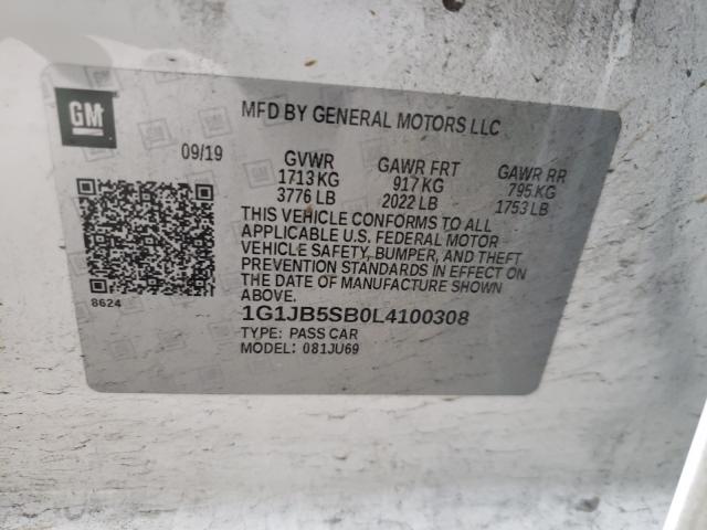 Photo 9 VIN: 1G1JB5SB0L4100308 - CHEVROLET SONIC LS 