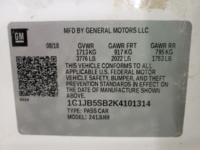 Photo 9 VIN: 1G1JB5SB2K4101314 - CHEVROLET SONIC LS 