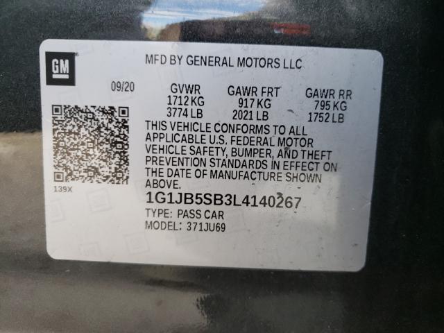 Photo 9 VIN: 1G1JB5SB3L4140267 - CHEVROLET SONIC LS 