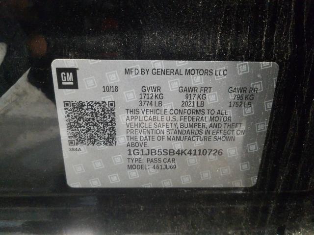 Photo 9 VIN: 1G1JB5SB4K4110726 - CHEVROLET SONIC LS 