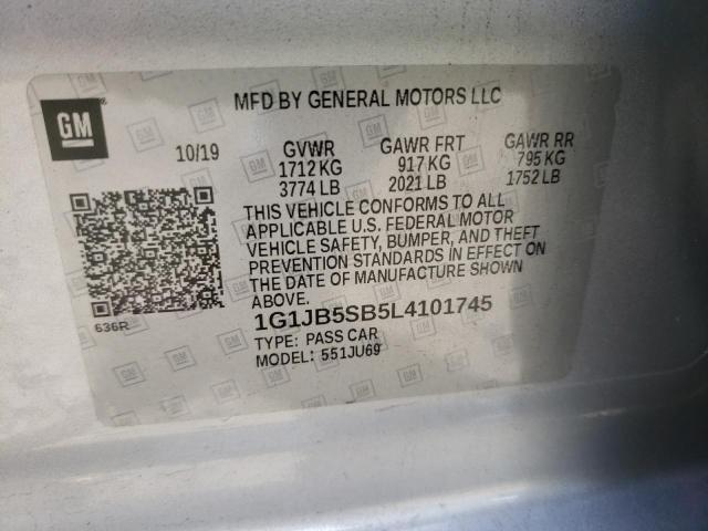 Photo 9 VIN: 1G1JB5SB5L4101745 - CHEVROLET SONIC LS 