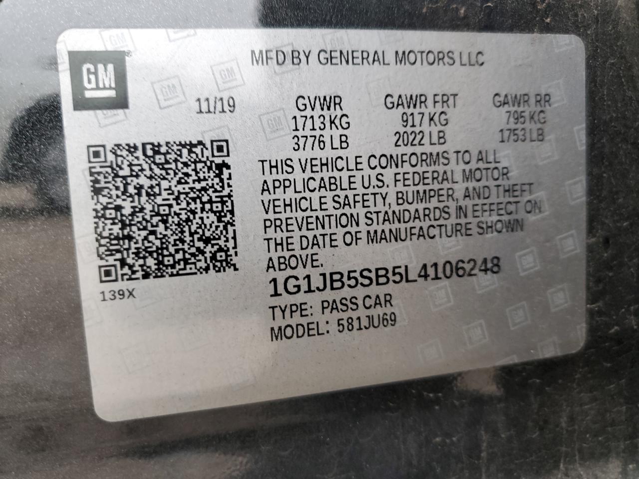 Photo 11 VIN: 1G1JB5SB5L4106248 - CHEVROLET SONIC 