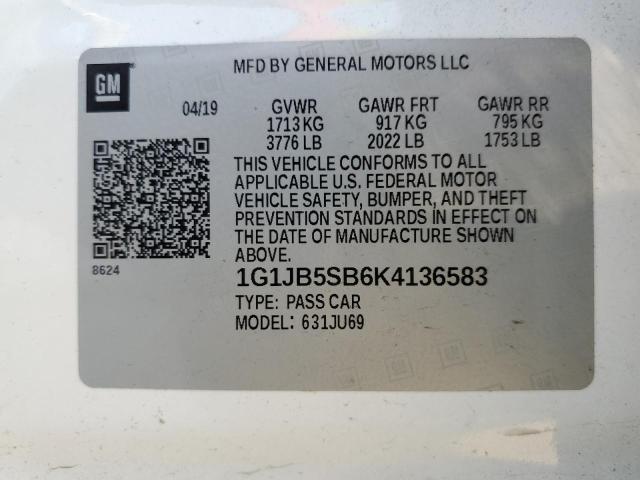 Photo 11 VIN: 1G1JB5SB6K4136583 - CHEVROLET SONIC LS 