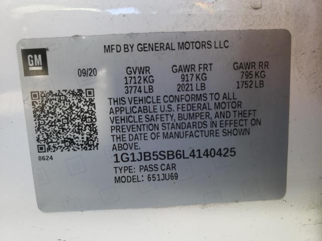 Photo 9 VIN: 1G1JB5SB6L4140425 - CHEVROLET SONIC LS 