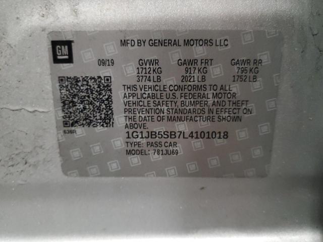 Photo 12 VIN: 1G1JB5SB7L4101018 - CHEVROLET SONIC LS 