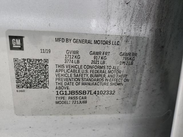 Photo 11 VIN: 1G1JB5SB7L4102332 - CHEVROLET SONIC LS 