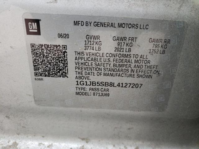 Photo 9 VIN: 1G1JB5SB8L4127207 - CHEVROLET SONIC LS 