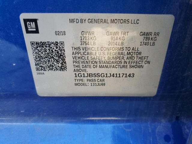 Photo 11 VIN: 1G1JB5SG1J4117143 - CHEVROLET SONIC LS 