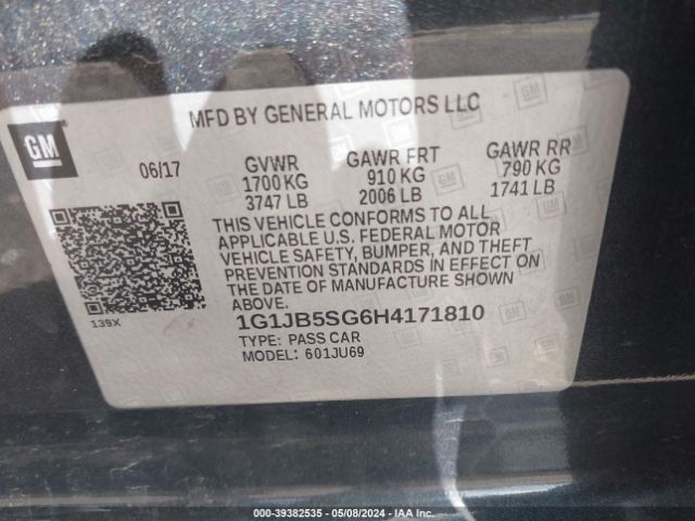 Photo 8 VIN: 1G1JB5SG6H4171810 - CHEVROLET SONIC 