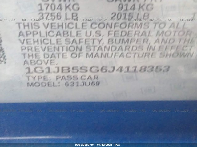 Photo 8 VIN: 1G1JB5SG6J4118353 - CHEVROLET SONIC 