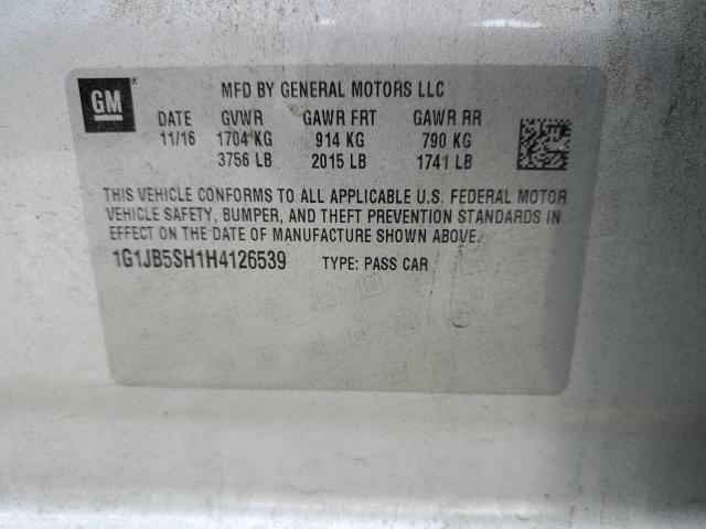 Photo 11 VIN: 1G1JB5SH1H4126539 - CHEVROLET SONIC 