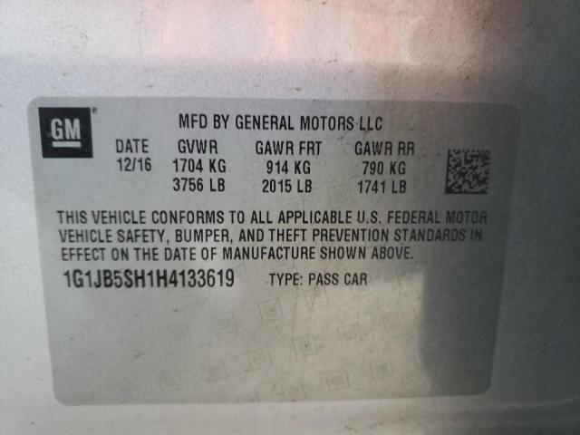 Photo 9 VIN: 1G1JB5SH1H4133619 - CHEVROLET SONIC LS 