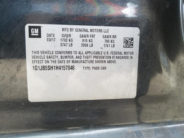 Photo 9 VIN: 1G1JB5SH1H4157046 - CHEVROLET SONIC LS 