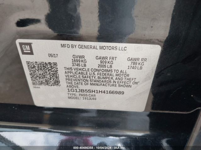 Photo 8 VIN: 1G1JB5SH1H4166989 - CHEVROLET SONIC 