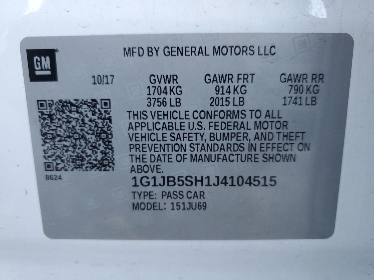 Photo 11 VIN: 1G1JB5SH1J4104515 - CHEVROLET SONIC 