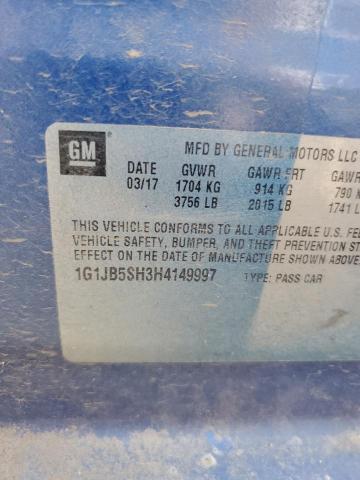 Photo 11 VIN: 1G1JB5SH3H4149997 - CHEVROLET SONIC LS 