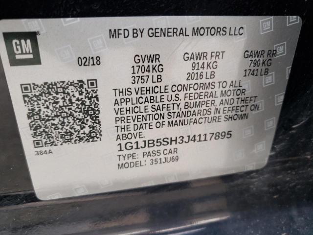 Photo 11 VIN: 1G1JB5SH3J4117895 - CHEVROLET SONIC LS 