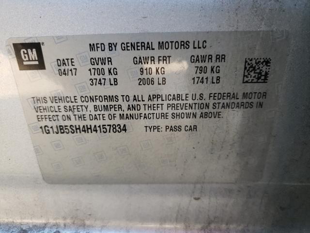 Photo 9 VIN: 1G1JB5SH4H4157834 - CHEVROLET SONIC LS 