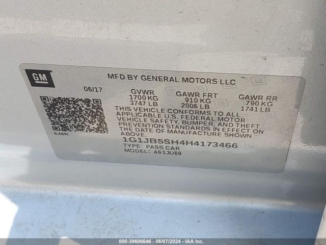 Photo 8 VIN: 1G1JB5SH4H4173466 - CHEVROLET SONIC 